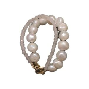 Pre-owned Freshwater pearls‎ & Moonstonebracelet, golden toggle, Small Bracelet